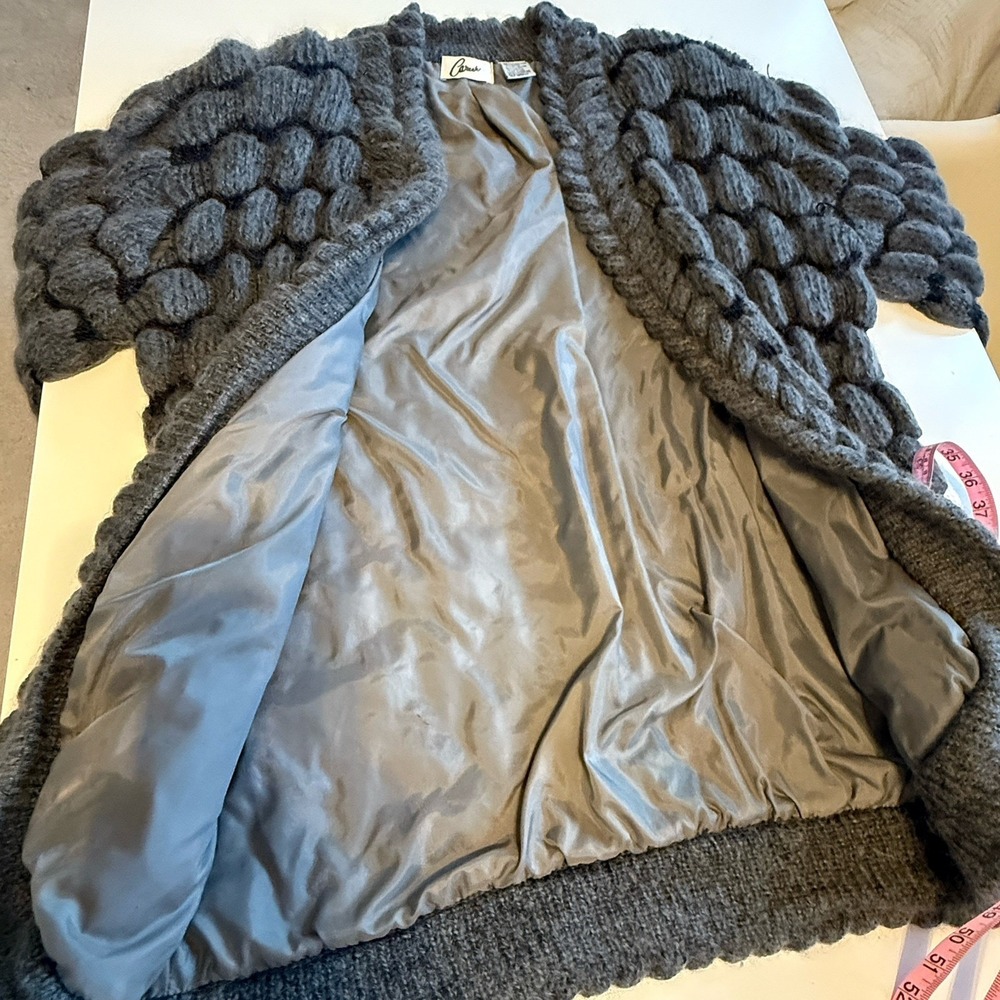 VTG Chunky Fuzzy Open Sweater Jacket Cardigan by Career Franklin - Picture 11 of 11